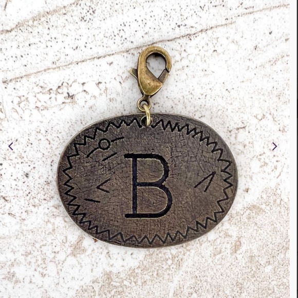 Boho “ B “ Bronze Oval Letter B Charm - Picture 1 of 3